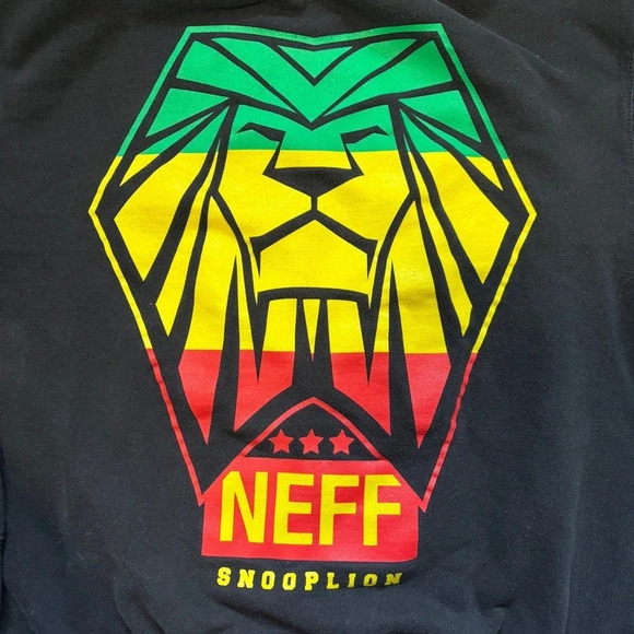 Neff Snoop Dogg | Unisex Crewneck Black Rasta Snooplion Sweater Size M - Picture 2 of 5